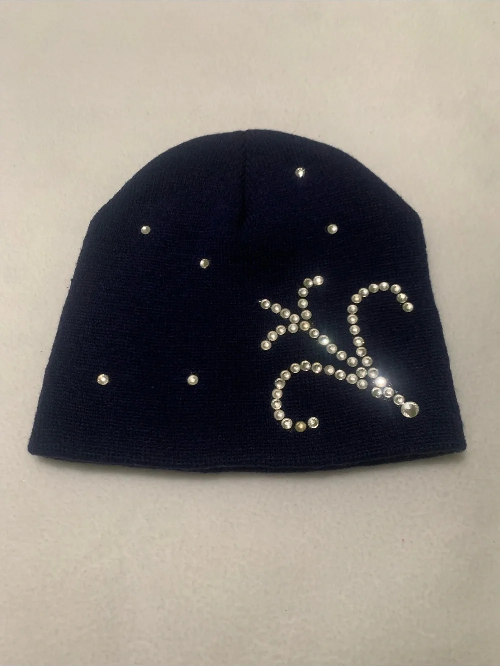 7 Pice Kids  Knit Beanie With Rhinestones - Black, Blue, Hot Pink